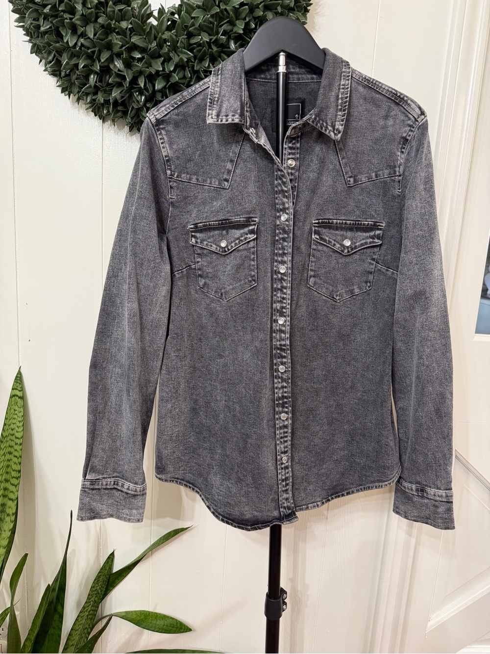 Lily & Lottie Distressed Denim Top